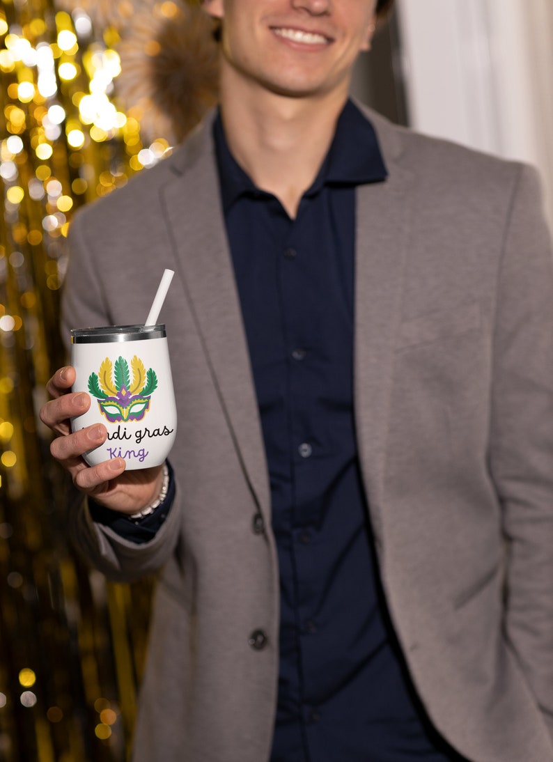 mardi gras wine tumbler