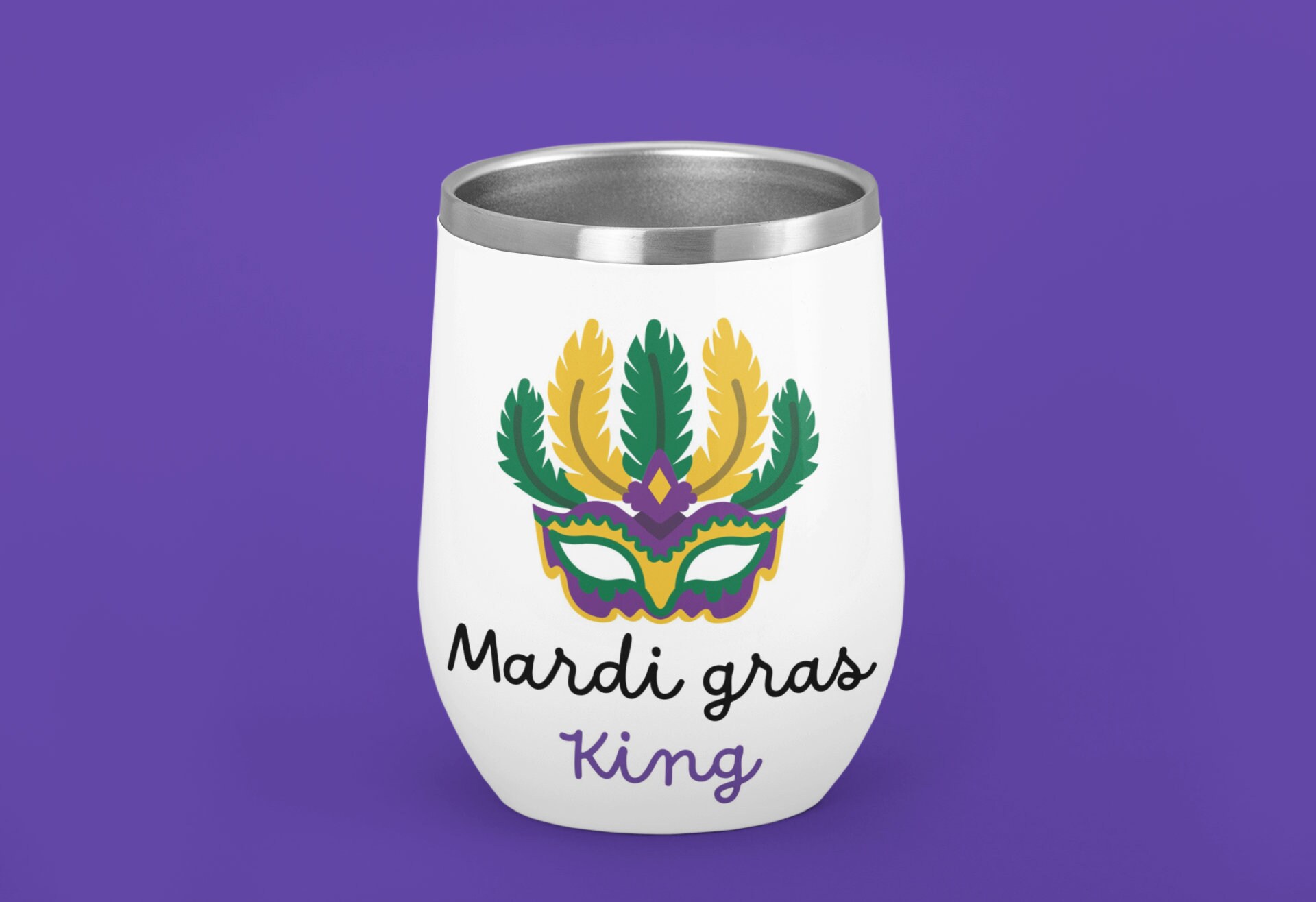 mardi gras wine tumbler