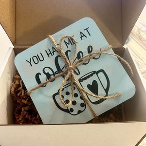 Coffee Coaster Set, Set of 4 Drink Coasters, Coffee Lovers Gift, Handmade Wooden Coasters, Housewarming Gift, Kitchen Decor, Handmade Gift