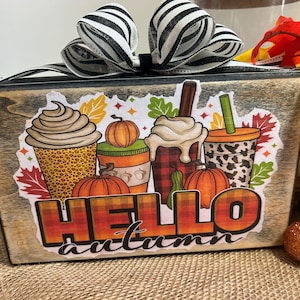 Handcrafted Hello Autumn Wood Sign: Rustic Farmhouse Fall Decor