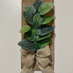 Wood Greenery Wall Decor, Rustic Wall Decor, Wood Flower Wall Art, Wood Plaque Wall Decor, Wooden Plaque Board Decor, Housewarming Gift