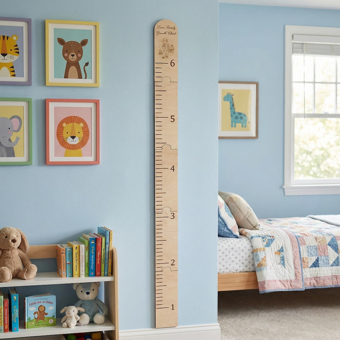 Personalized Wooden Growth Chart | Baltic Birch Kids Height Ruler - Etsy