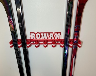 Hockey Stick Display Rack Holder for 8 Mini and Regular Stick Wall mount Holder, Room Organizer garage and arrange Playroom