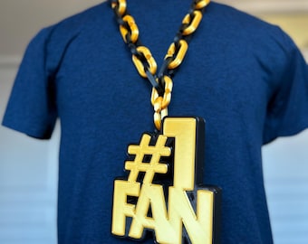 Number One Fan Giant Logo Necklace, Oversized Sports Fan Chain