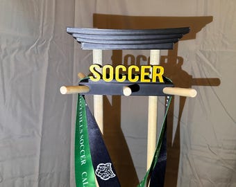 Personalized Sport Medal and Hat Display, Custom Sports Holder, hockey, soccer