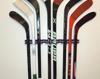 XL Hockey Stick Display Rack Holder for 10 Mini and Regular Stick Wall mount Holder, Room Organizer Garage and arrange Playroom