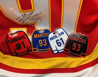 Custom Hockey Bag Tag Personalized Name Keychain, Team Gift for Players, Kids Hockey Tag, Equipment Bag ID, Bulk Team Order Available