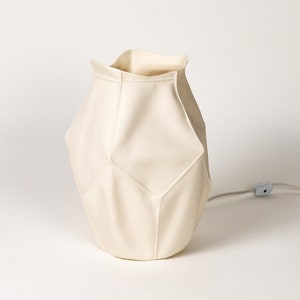 Kawa Table Lamp 02, Organic Modern White Ceramic Table Lamp, Porcelain, Leather Cast image 1