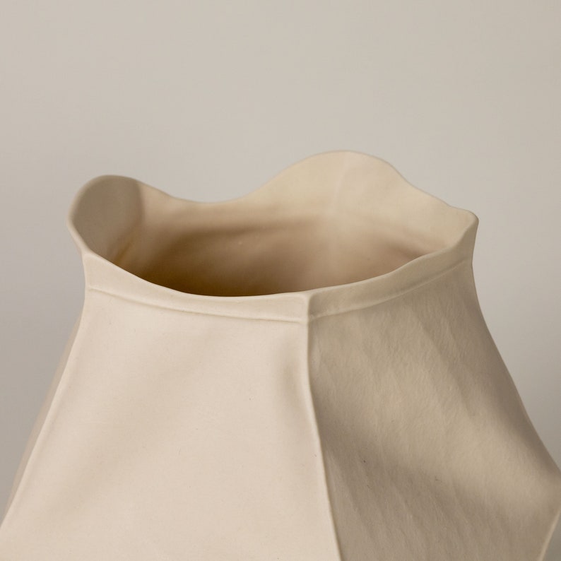 Kawa Table Lamp 02, Organic Modern White Ceramic Table Lamp, Porcelain, Leather Cast image 5