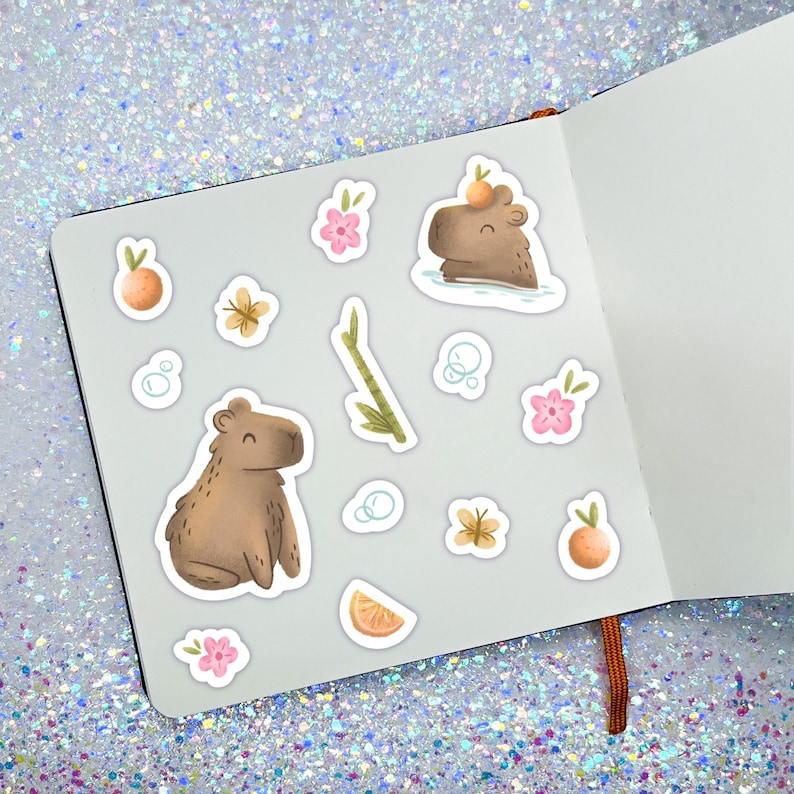 Capybara Sticker Example Capybara Spa Sticker Sheet | Cute Capybara Stickers, Self-care Journal ...