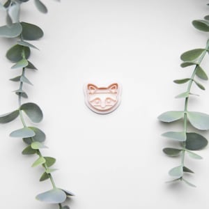 May include: A pink plastic cookie cutter shaped like a raccoon face.