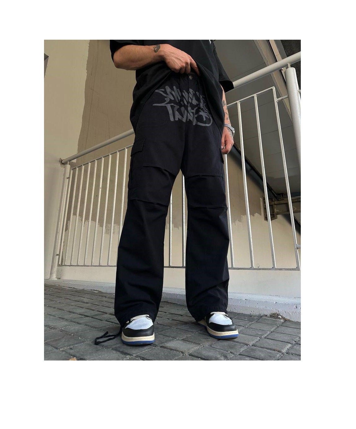Minus Two Jeans para hombres/mujeres Hip Hop Y2K Pantalones de cintura alta  con bolsillos de carga de piernas anchas Pantalones sueltos de verano