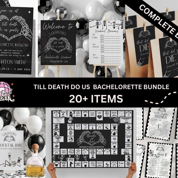 Bride Or Die Bachelorette Editable Bundle |Till Death Do Us Party Games| Skull Hen Do Party|RIP single life| Halloween Bach Printable Bundle