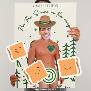 Camp Bachelorette Party Printable Personalized Game | Last trail before the veil personalized decor sign | Camp Bach Games| Groom&#39;s Face
