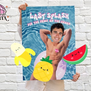 Last Splash Bachelorette Personalized Game Printable Poster  | Pool Party Bridal Shower Games | Beach hen doGames | beach bach hens party