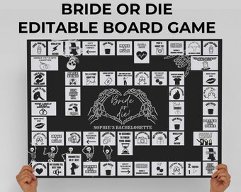 Bride Or Die Bachelorette Juego de beber de mesa imprimible /Hasta que la muerte nos haga juegos de fiesta/ Skull Hen Do Party/RIP single life/ Bach Drinking Game