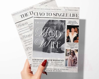 Mob Wife Bachelorette Party |Bachelorette Invitation Itinerary Editable Template Mobile| Mob Wife Aesthetic | Old Money Bach| Vintage Hen Do