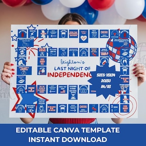 Jogo de tabuleiro Last Night Of Independence Bachelorette editável | Red White and I Do | Festa de despedida de solteira Star Spangled | Let Freedom Ring Games