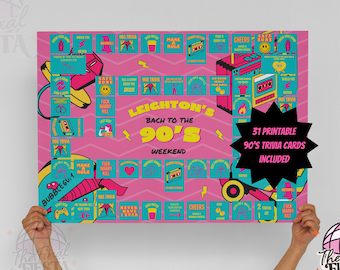 90s Bachelorette Party Printable Board Drinking Game | 2000s Y2K Retro Bachelorette Party | Bach to the 90s games | 90s hens weekend |