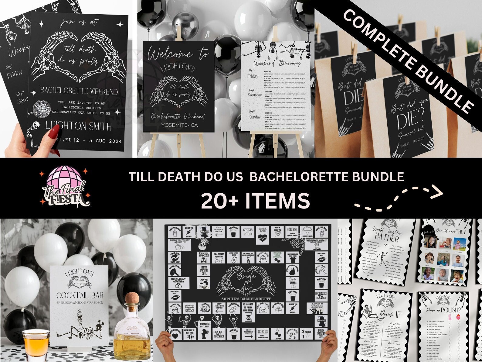 Bride or Die Bachelorette Editable Bundle |till Death Do Us Party Games|  Skull Hen Do Party|rip Single Life| Halloween Bach Printable Bundle - Etsy