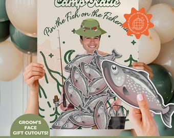 Camp Bachelorette Party Game Template | Last trail before the veil personalized Pin The | Camp Bach Editable Games| Groom's Face Camp