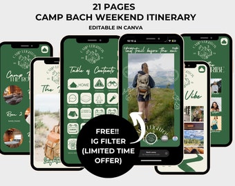 Camp Bachelorette Weekend Itinerary | Digital Mobile Template| Bach Camp Rules| Hen Do Party| Last trail before the vail| Camp Bridal Shower