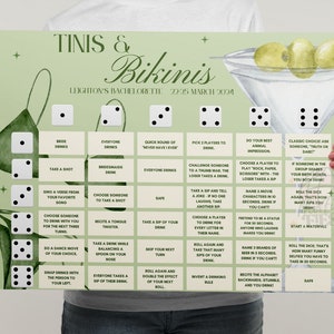 Bikinis and Martinis Bachelorette Party Drinking Editable Game | martinis and bikinis Bach Party Games  | Tinis and Bikinis Hen Party