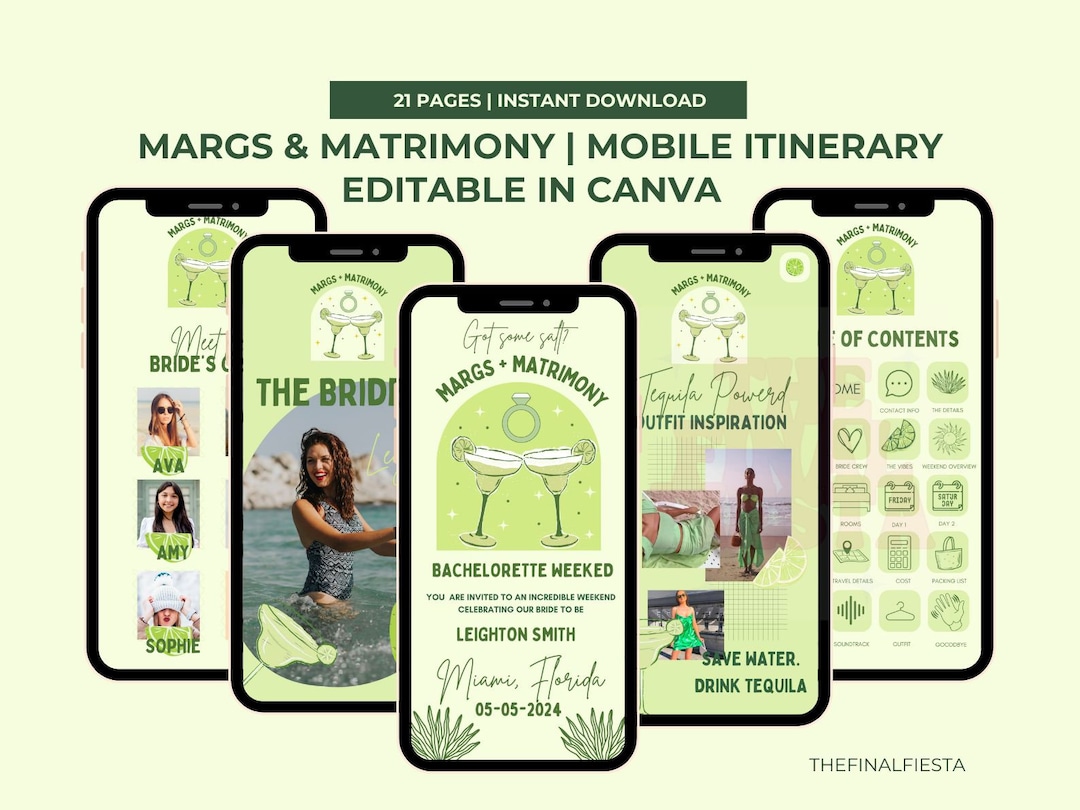 Margaritas and Matrimony Bachelorette Itinerary Template | Margs ...