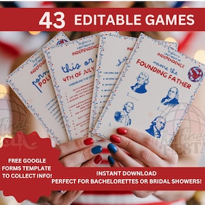 Last Night Of Independence Bachelorette Games Editable | Red White and I Do | Star Spangled Bachelorette Party| Let Freedom Ring Party Games
