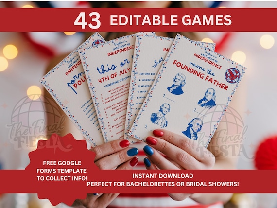 Last Night Of Independence Bachelorette Games Editable | Red White and I Do | Star Spangled Bachelorette Party| Let Freedom Ring Party Games