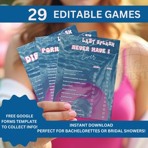 Last Splash Bachelorette Editable Party Games  | Pool Party Bridal Shower Games | Beach Bachelorette Drinking Games | Last splash beach Bach