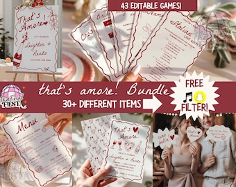 That's Amore Bridal Shower Bundle| Italian Bridal Engagement Party Game | Italian Hen Do Decor | Ciao Bella Hen do Bundle