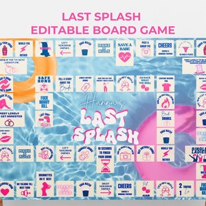 Last Splash Bachelorette Editable Party Games  | Pool Party Bridal Shower Games | Beach Bachelorette Drinking Games | Last splash beach Bach