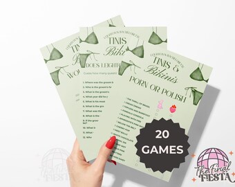 Bikinis and Martinis Bachelorette Editable Game Bundle | martinis and bikinis Bach Party Games  | Tinis and Bikinis Hen Party