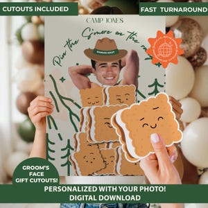 Camp Bachelorette Party Printable Personalized Game | Last trail before the veil personalized decor sign | Camp Bach Games| Groom's Face