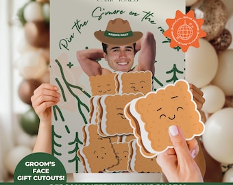 Camp Bachelorette Party Printable Personalized Game | Last trail before the veil personalized decor sign | Camp Bach Games| Groom's Face