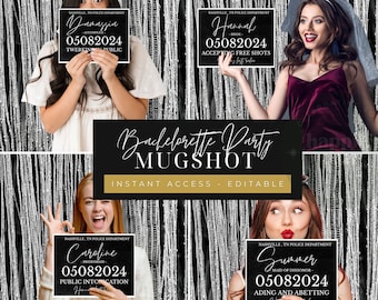 EDITABLE Bachelorette Party Mugshot Signs-DIY Bachelorette Mugshot Sign Template|Printable hen party mugshot | Bachelorette Mugshot Template