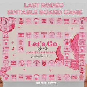 Gioco da tavola modificabile Last Rodeo Bach / Addio al nubilato a Nashville / Giochi per feste di addio al nubilato in stile Disco Cowgirl / Gita di fine settimana tra ragazze a Nash bash
