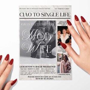 Mob Wife Bachelorette Party |Bachelorette Invitation Itinerary Editable Template Mobile| Mob Wife Aesthetic | Old Money Bach| Vintage Hen Do image 2