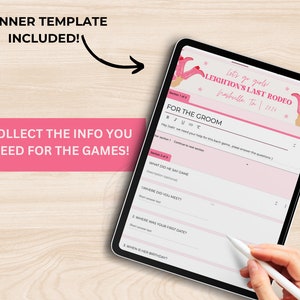 Puede incluir: Un juego de despedida de soltera imprimible rosa y blanco para el novio. El juego se titula "Para el novio" e incluye preguntas como "&iquest;Qu&eacute; dijo que lleg&oacute;?" y "&iquest;D&oacute;nde se conocieron?" El juego est&aacute; dise&ntilde;ado para jugarse en una despedida de soltera.