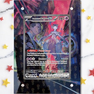Mewtwo Ex 231/182 - Pokémon Destined Rivals - Étui/support magnétique pour votre carte + Illustration détaillée + Support