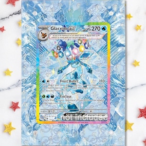 Glaceon EX 150/131 - Pokémon Prismatic Evolution - Étui/support magnétique pour votre carte + Illustration détaillée + Support