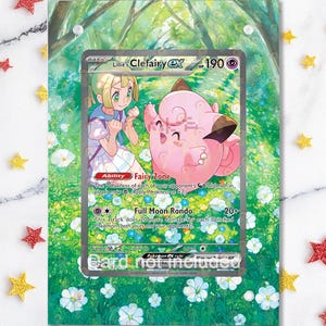 Clefairy EX 184/159 - Pokémon Journey Together - Étui/support magnétique pour votre carte + Illustration détaillée + Support