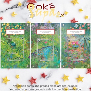 NOUVEL étui magnétique PSA 2.0 + illustration - Lot Pokémon 151 Herbe - Bubasaur, Ivysaur et Venusaur Ex 198/165