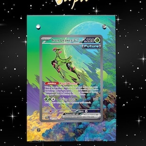 Iron Leaves Ex 203/162 - Pokémon Forces Temporelles - Étui/Support magnétique pour votre carte + Illustration détaillée + Support