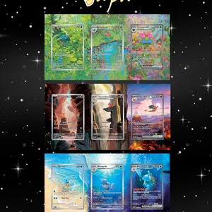 Pokémon 151 All Starters Set - 3 grandes cartes Pokémon, étui magnétique avec support