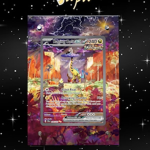 Raging Bolt Ex 208/162 - Pokémon Forces Temporelles - Étui/support magnétique pour votre carte + Illustration détaillée + Support
