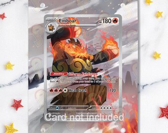 NEW CASE 2.0 - Emboar 098/086 - Pokémon White Flare - Magnetic Case for your card + Extended Artwork + Magnetic Stand