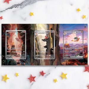 NEUE AKTUELLE TASCHE 2.0 - Glumanda, Charmeleon und Glurak Ex 199/165 - Große Magnethülle + erweitertes Artwork + magnetische Ständer