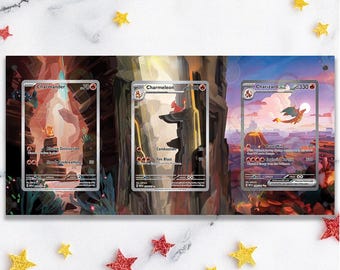 NEW UPGRADED CASE 2.0 - Charmander, Charmeleon and Charizard Ex 199/165 - Large Magnetic Case + Extended Artwork + Magnetic Stands